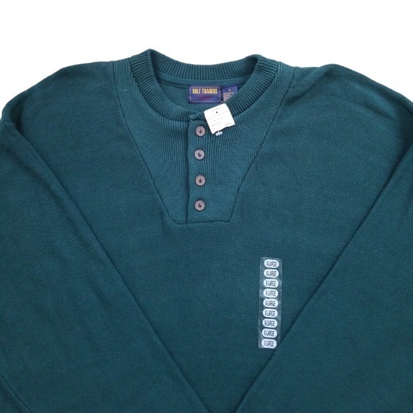 Gulf Traders Classic‎ Men's Green Quarter Button Pullover Sweater Sz. XL NEW - Picture 2 of 11